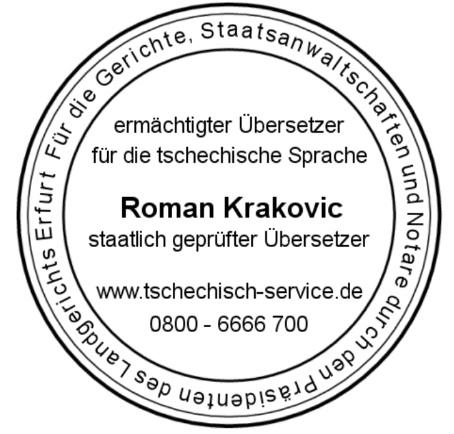 Beglaubigte Übersetzung einer privaten Urkunde durch Tschechisch Service